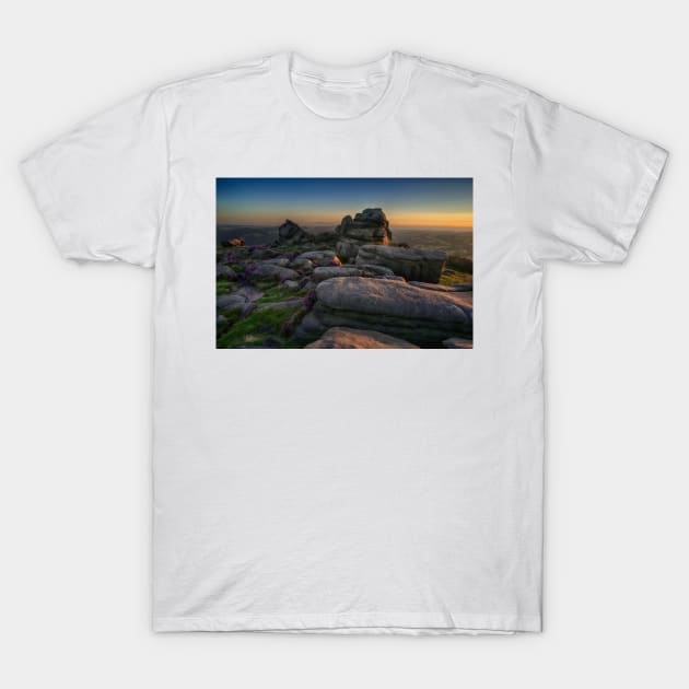 Over Owler Tor at sunset T-Shirt by chrisdrabble